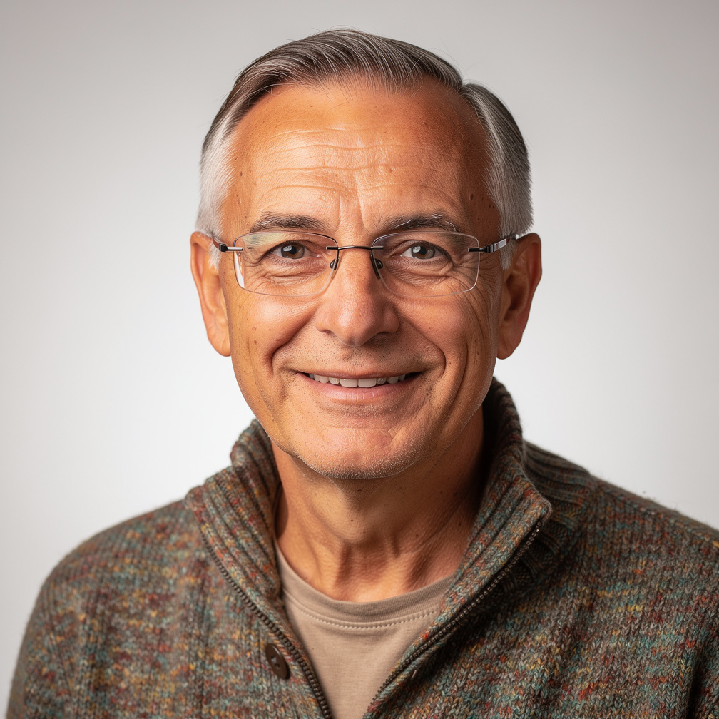 Portrait of a friendly senior Croatian man with glasses