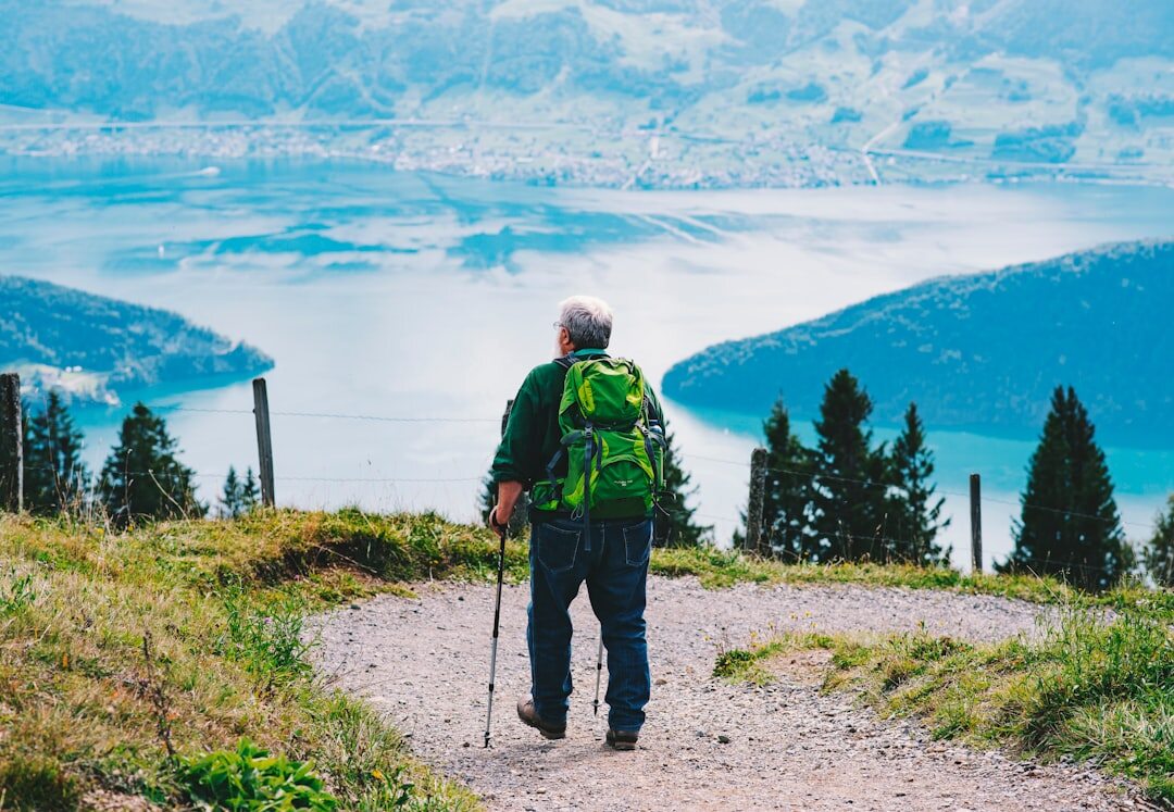 seniors hiking gently